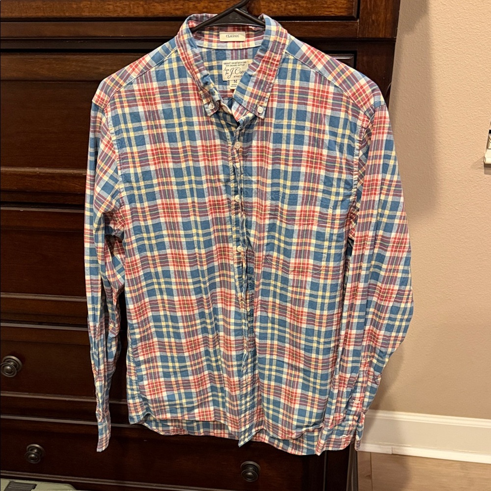 J. Crew Stretch Secret Wash Cotton Poplin Shirt in Plaid - Picture 2 of 5